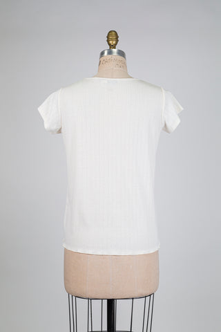 T-shirt crème aux cascades de cœurs ajourés (S)