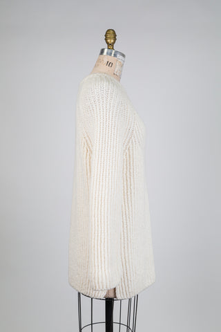 Long vanilla knit sweater with jeweled trim (6)