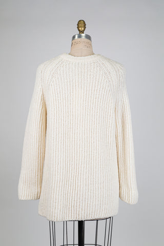 Long vanilla knit sweater with jeweled trim (6)