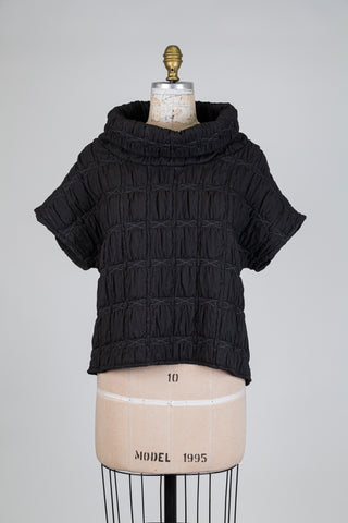 Chandail gaufré à col cheminé noir (S)