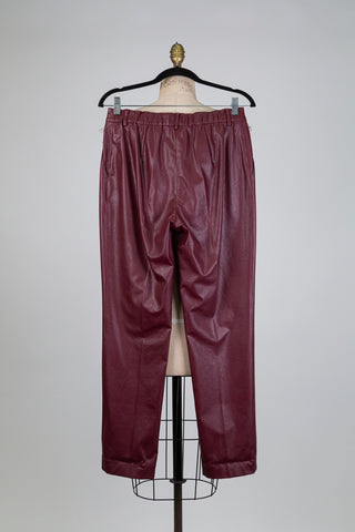 Burgundy faux leather tailored trousers (6)