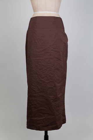 Jupe midi brune à zip latéral (M+L)