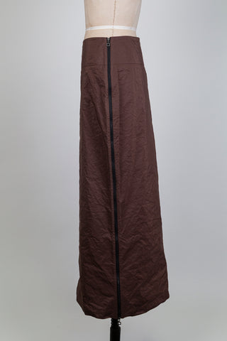 Jupe midi brune à zip latéral (M+L)