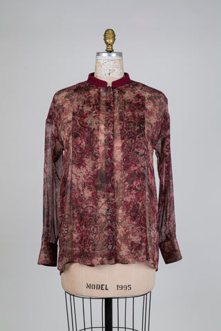 Chemisier imprimé diaphane à col scintillant (6)