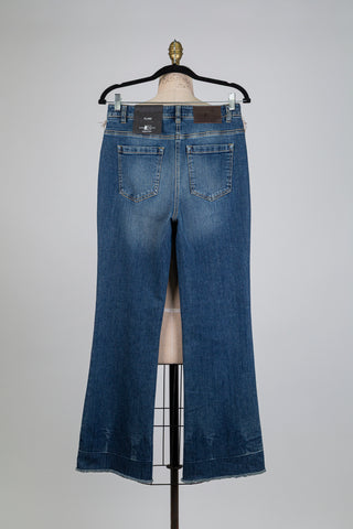 Bootcut denim trousers with frayed hem (4)