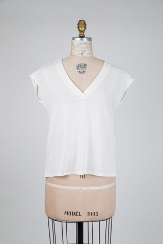 Top blanc à col V (S)
