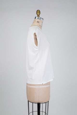 Top blanc à col V (S)