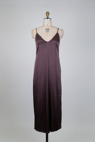 Robe satinée brun châtaigne (S)