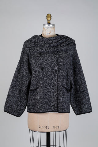 Veste en maille moulinée à foulard intégré (S)