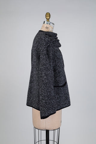 Millinery knit jacket with integrated scarf (S)