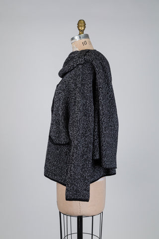 Millinery knit jacket with integrated scarf (S)