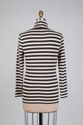 Brown and cream striped turtleneck sweater (S)