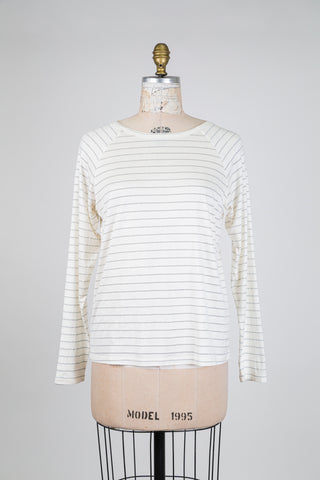 Cream sweater with silver stripes (S)