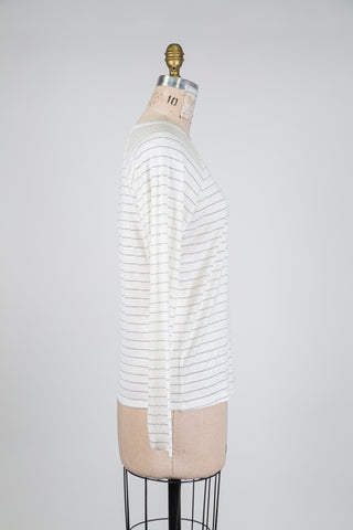 Cream sweater with silver stripes (S)
