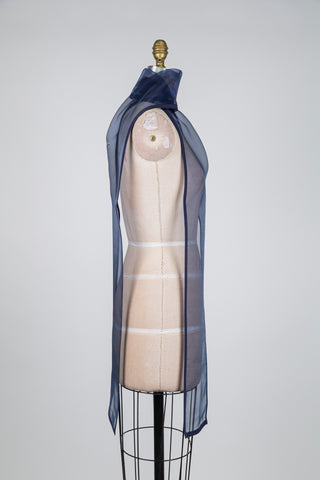 Foulard XXL marine façon organza