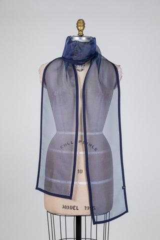 Foulard XXL marine façon organza