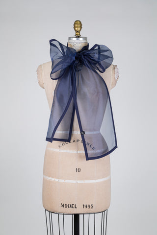 Foulard XXL marine façon organza