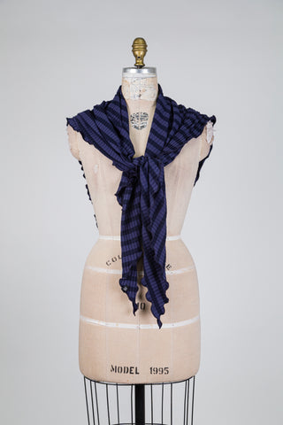 Châle marine à rayure bleuet