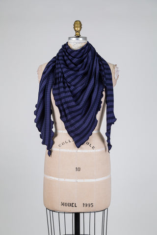 Châle marine à rayure bleuet