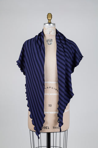 Châle marine à rayure bleuet