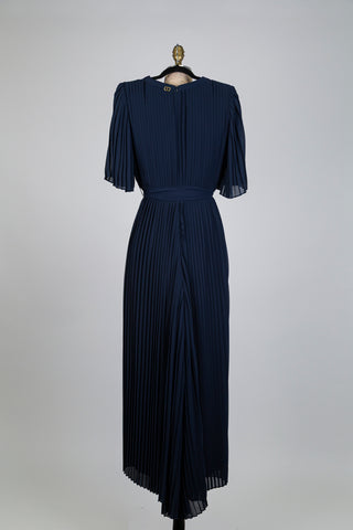 Blue pleated jumpsuit with gold buttons (4)