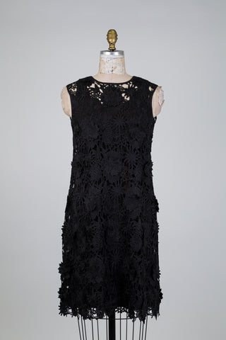 Black floral lace dress (S)
