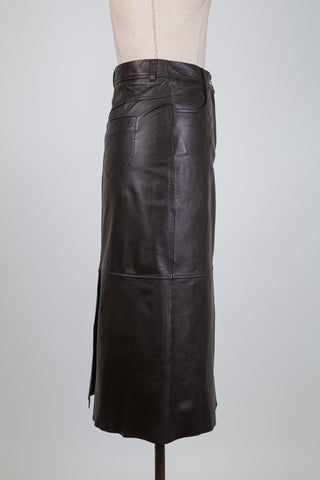 Chocolate brown leather skirt (4)