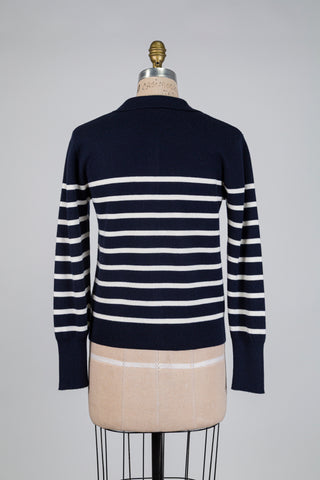 Cardigan à rayures marine et crème (6)