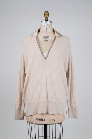 Chandail insertion de soie à motif diamant (6)