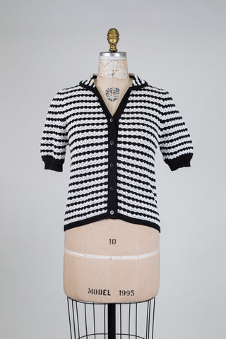 Black and white striped lace-style cardigan (6)
