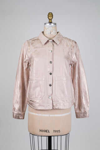 Veste en denim rose métallique (6)