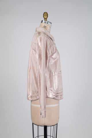 Veste en denim rose métallique (6)