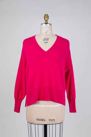 Chandail en cachemire rose framboise (6)