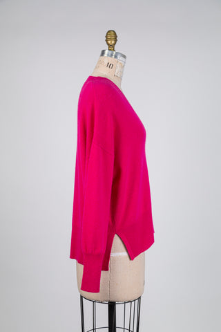 Chandail en cachemire rose framboise (6)