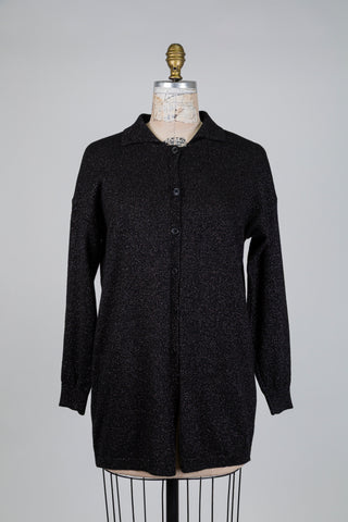 Black knit overshirt with midnight shards (S)