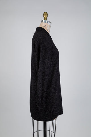 Black knit overshirt with midnight shards (S)