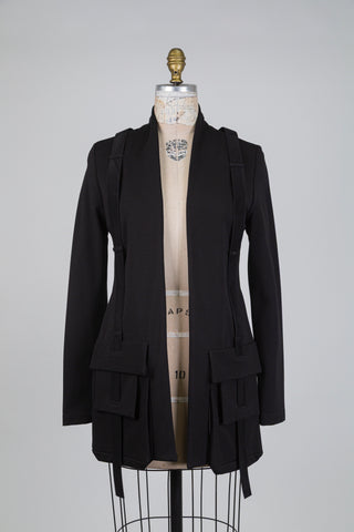 Veste noire utili-chic à poches cargo (XS-S-L)