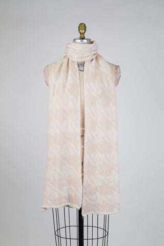 Foulard pied de coq crème et champagne (TU)