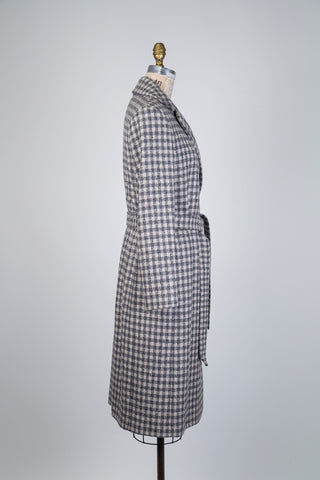 Luxurious beige and grey tartan coat (4)