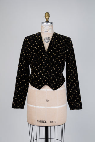 Veste tailleur en velours noir (4+6)