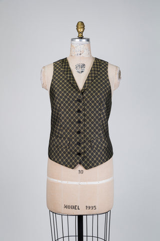 Gilet tailleur gris à jacquard de losanges (4+6)