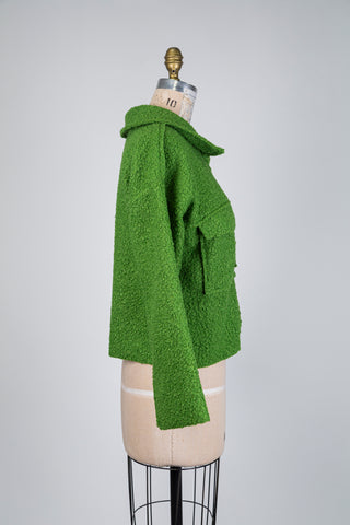 Veste vert mousse en tricot bouclé (S/M)