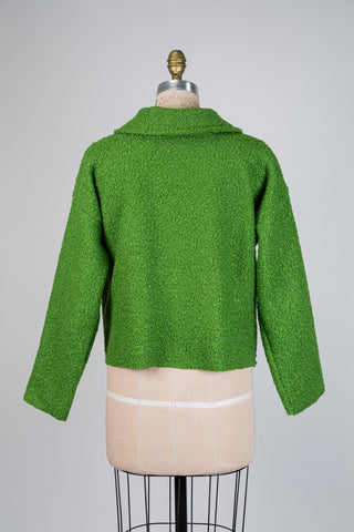 Veste vert mousse en tricot bouclé (S/M)