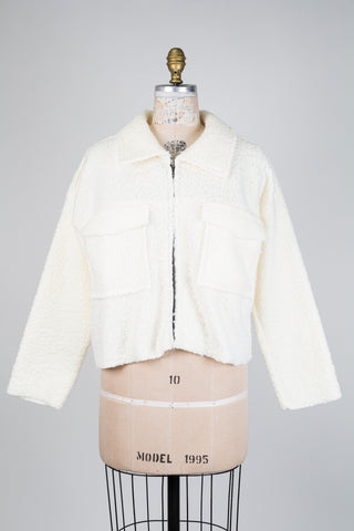 Veste crème en tricot bouclé (S/M)