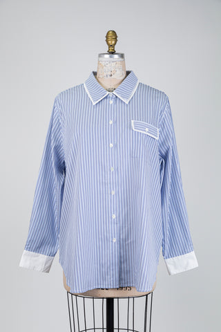 Striped blouse in shades of blue (XXL)