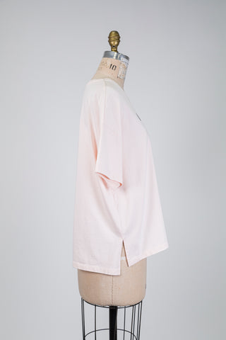 T-shirt oversized rose pêche à coeurs brodés (6+)