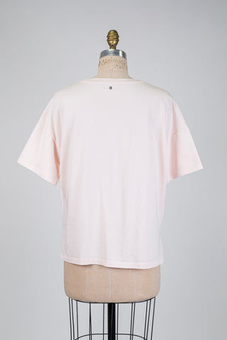 T-shirt oversized rose pêche à coeurs brodés (6+)