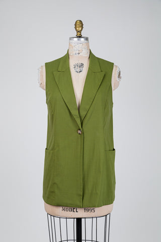 Blazer sans manches vert mousse (S)