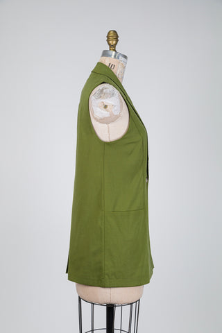 Blazer sans manches vert mousse (S)