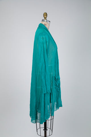 Turquoise shawl collar cardigan (S)